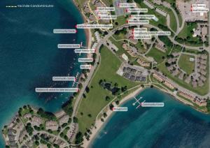 a map of ayre island with sites at Designer Lakefront Condo E3 Wapato Point Chelan in Manson