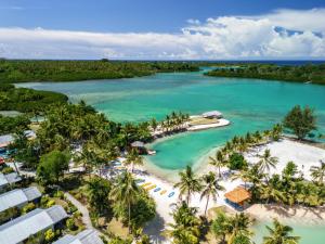 an aerial view of the water at the resort at E' Nauwi Beach Resort in Port Vila