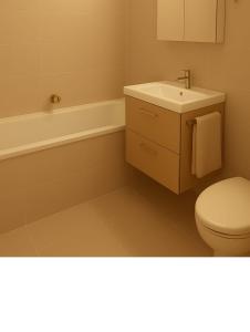 a bathroom with a toilet and a sink and a tub at Mountain view in Martigny-Ville