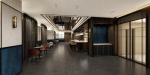 a corridor of a restaurant with tables and chairs at Hotel Samjung in Seoul