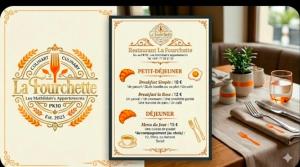 a menu for a restaurant on a table at Mathildah's Appartements in Libreville