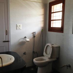 a bathroom with a toilet and a sink at Luxurious Homestay- Chandīgarh in Chandīgarh