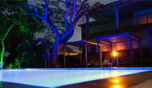 a swimming pool at night with blue lights at Big Blue Sodwana Bay in Sodwana Bay +62 photos