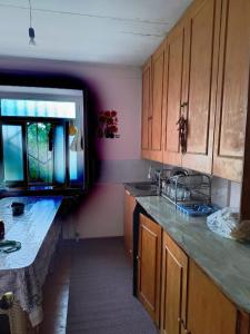 a kitchen with a counter and a sink and a window at Avaxil Pirqulu in Avaxıl