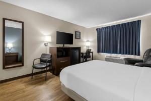 a hotel room with a bed and a television at Park Inn by Radisson Ortonville in Ortonville
