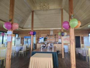 a room with a table with balloons on it at Gobi Sun Lodge in Hushuu Hural