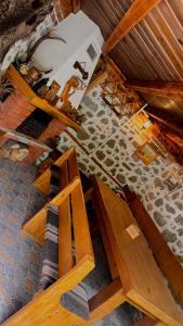 an overhead view of a wooden table in a room at Dima Suites Bansko - Vihren view & free parking in Bansko