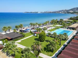 an aerial view of the resort and the ocean at Adella Beach Resort Hotel in Kuşadası