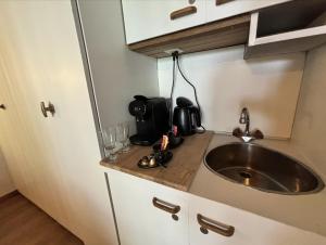 a small kitchen with a sink and a microwave at Hotel Milan - Self Check-In in Ringgenberg +34 photos