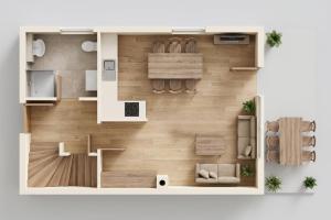 a rendering of a floor plan of a house at Heimathafen An Seen & Meer in Korswandt +31 photos