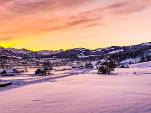 a winter scene of a town in the snow at Apartment Scheftenau by Interhome in Wattwil