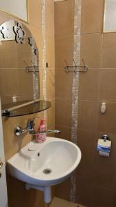 a bathroom with a white sink and a mirror at Adria penzión in Štúrovo