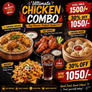 a flyer for a chicken combo with various dishes of food at Swoorna Kara in Kathmandu
