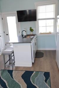 a kitchen with a sink and a counter top at 2BR Cozy Cottage Private Dock in Davis