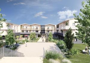 an architectural rendering of a building with a courtyard at DOMITYS - Les Ambres in Cognac