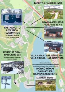 a map showing the location of a train station at Riekko Mökki in Kilpisjärvi