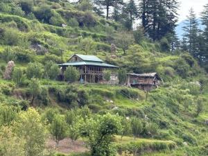 a house on the side of a hill at Magic Valley Devroopa Trek - Pickup and drop to New Delhi in Kulu
