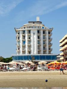 a building on the beach with a ball on the beach at Hotel Tibidabo in Bellaria-Igea Marina