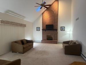 a living room with two couches and a fireplace at AEQ Luxury House 1 in Orland Park
