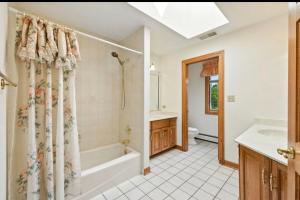 a bathroom with a tub and a shower and a sink at AEQ Luxury House 1 in Orland Park +33 photos