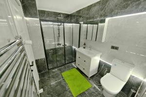 a bathroom with a toilet and a shower and a sink at Zumra's White Houses in Trabzon +31 photos