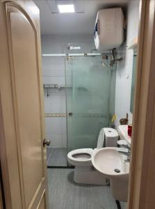 a bathroom with a toilet and a sink at Ahmed Rifan Hotel in Kulhudhuffushi