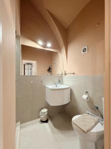 a bathroom with a sink and a toilet at Center feelings studio by Alandala in Cluj-Napoca