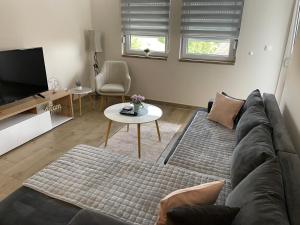 a living room with a couch and a tv at DREAM house in Paraćin