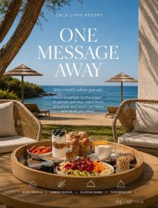 a magazine advert for a one massage agency with a tray of food at Cala Lupo Resort in Stintino