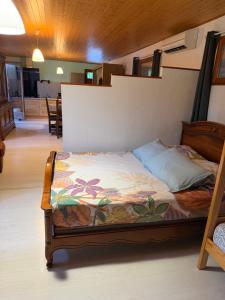 a bedroom with a bed in a room at Studio privé in Cazilhac +47 photos