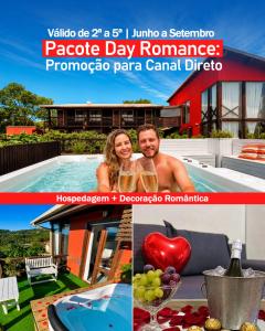 a collage of photos of a house with a pool at Pousada Solar dos Lírios - Praia do Rosa in Praia do Rosa