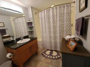 a bathroom with a sink and a shower at Fraser Crossing 3417 in Winter Park