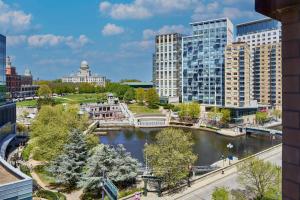 a view of a city with a river and buildings at Courtyard Providence Downtown in Providence