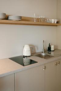 a kitchen counter with a sink and a toaster at Słoneczna in Sieraków +88 photos