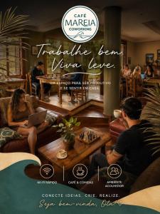 a flyer for a wine store with people sitting on couches at Bollté Praia Boutique Pousada - Campeche - Floripa - SC in Florianópolis