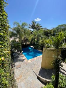 a swimming pool in a yard with palm trees at Hotel Camino Surreal Xilitla in Xilitla +16 photos