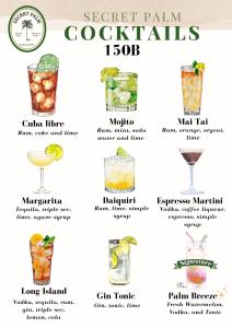 a drink chart of cocktails at Tiny Secret in Ban Tai +10 photos