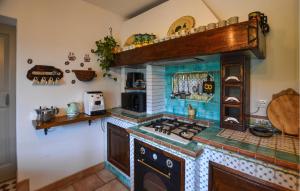 a kitchen with a stove and a counter top at Pet Friendly Home In Sinalunga in Sinalunga