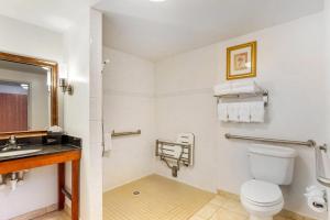 a bathroom with a toilet and a sink at Comfort Suites Longmont in Longmont