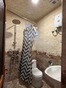 a bathroom with a toilet and a sink at Narine Bed and Breakfast, Tour in Tatʼev
