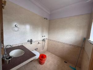 a bathroom with a sink and a toilet at Gangs-Shun Homestay in Leh