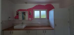 a bathroom with a sink and a window at La maison de Coq-licot ! in Salignac Eyvigues +9 photos