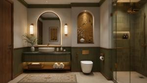 a bathroom with a sink and a toilet and a shower at Pristine Living at Tokyo Riverside PIK2 in Muara