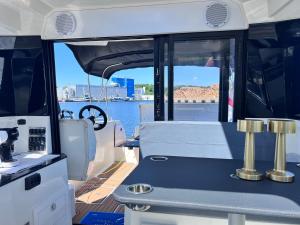 a view of the back of a boat at Siesta Luxury Love Boat - NOCLEG NA ŁODZI W MARINIE SOLNEJ in Kołobrzeg