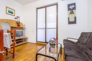 a living room with a couch and a tv at Apartment Dragica in Valbandon