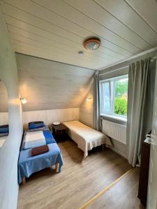 a bedroom with two beds and a window at Liiva Guest Accommodation,free parking in Tartu