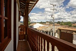 a balcony with a view of a city at Hotel Campanario Real in Villa de Leyva