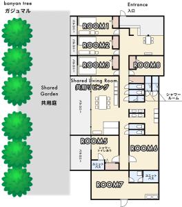 a floor plan of a house at Hostel あざみ庵よろん in Yoron
