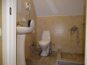 a bathroom with a toilet and a sink and a shower at Boutique Hotel Iveria in Tbilisi City