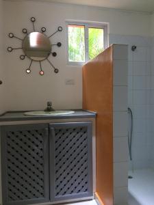 a bathroom with a sink and a shower at Caoba in Las Terrenas